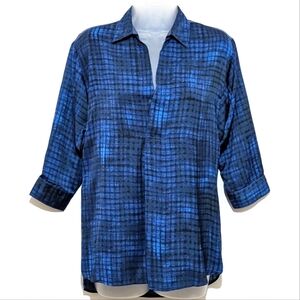 Simply Vera Vera Wang | Tunic | Plaid | Watercolor | Abstract | V Neck | Buttons